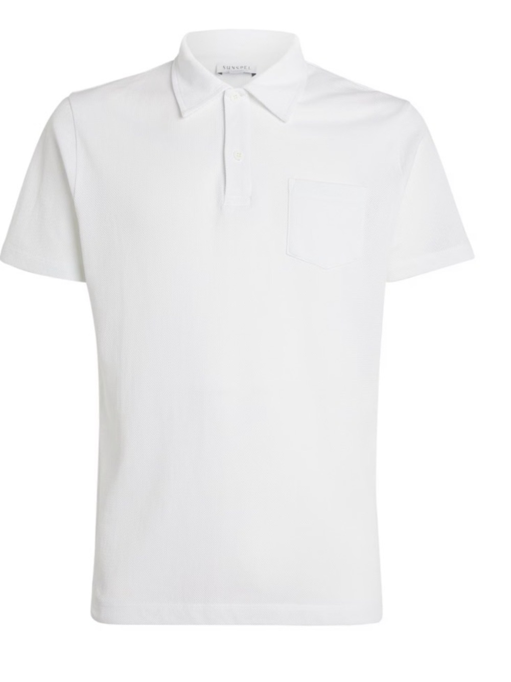 Sunspel Riveria White Short-Sleeve pique Polo